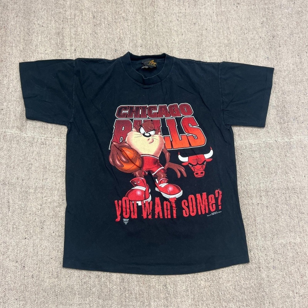 Vintage Chicago‎ Bulls Shirt Mens Large Black 1990s Tasmanian Devil